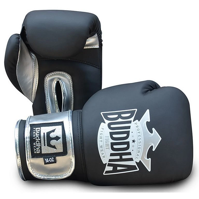 Buddha Top Fight Boxing Gloves Nero-Argento 1 Buddha Top Fight Boxing Gloves Nero-Argento