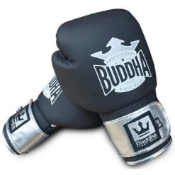Buddha Top Fight Boxing Gloves Nero-Argento 7 Buddha Top Fight Boxing Gloves Nero-Argento -Ronin Wear buddha top fight boxing gloves black silver 3