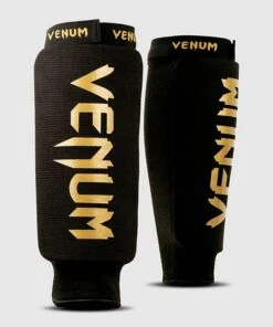 Venum Kontact Shin Guards Simple Nero-Oro